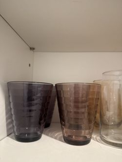 IKEA Glass Tumblers – Set of 4 (Pink & Purple)