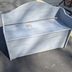 Vintage Hand-Painted Storage Bench / Entryway Settee
