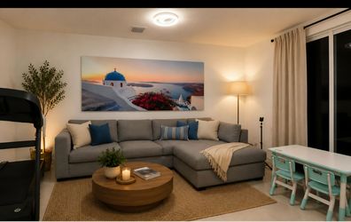 Large Santorini Canvas Wall Art Print Free