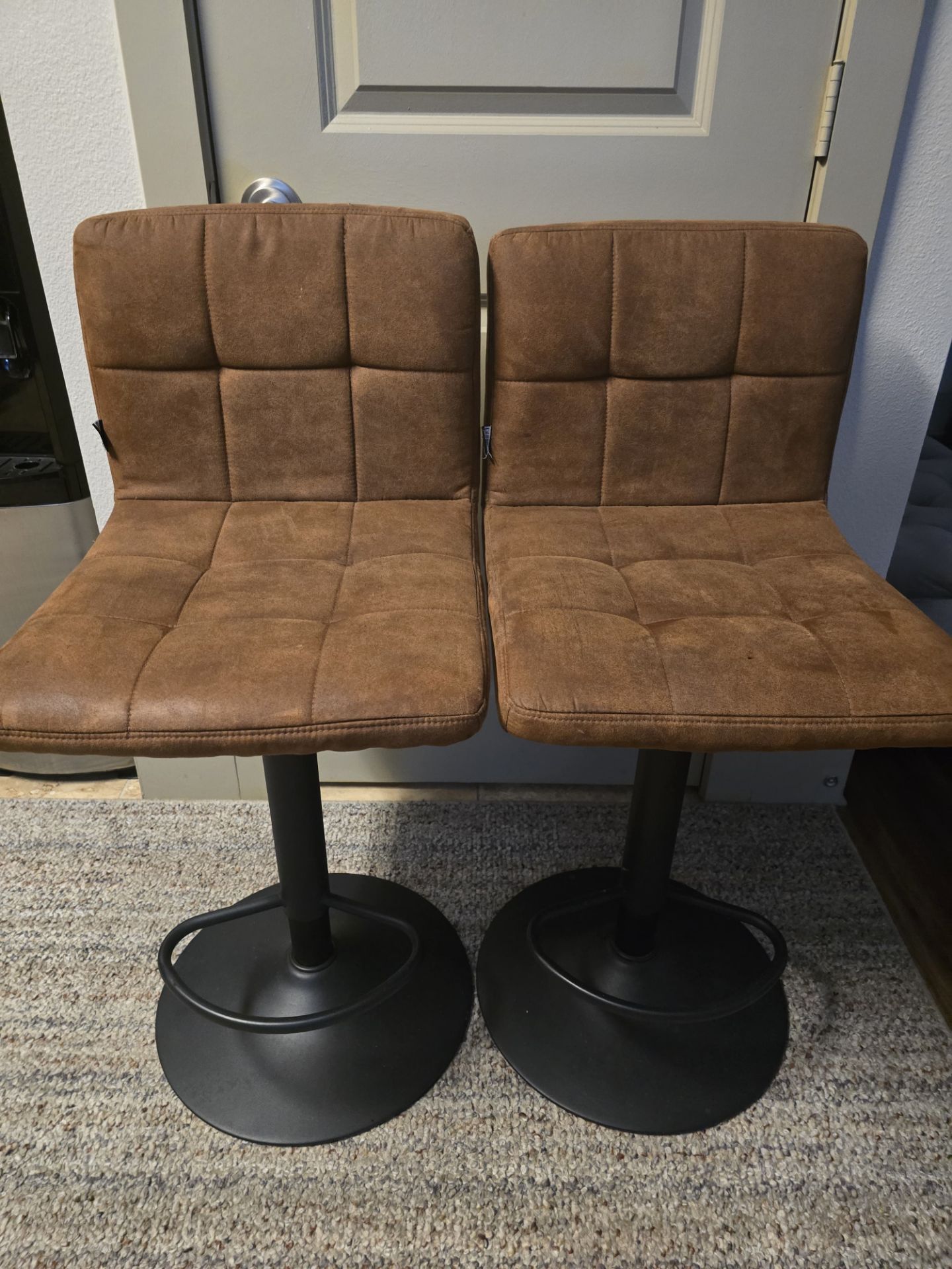 Duhome Velvet Bar Stools with Back Set of 2 Modern Adjustable Swivel Barstools