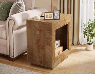 Brand new Rosalind Wheeler TribeSigns Rustic Wood End Table & Nightstand with Storage