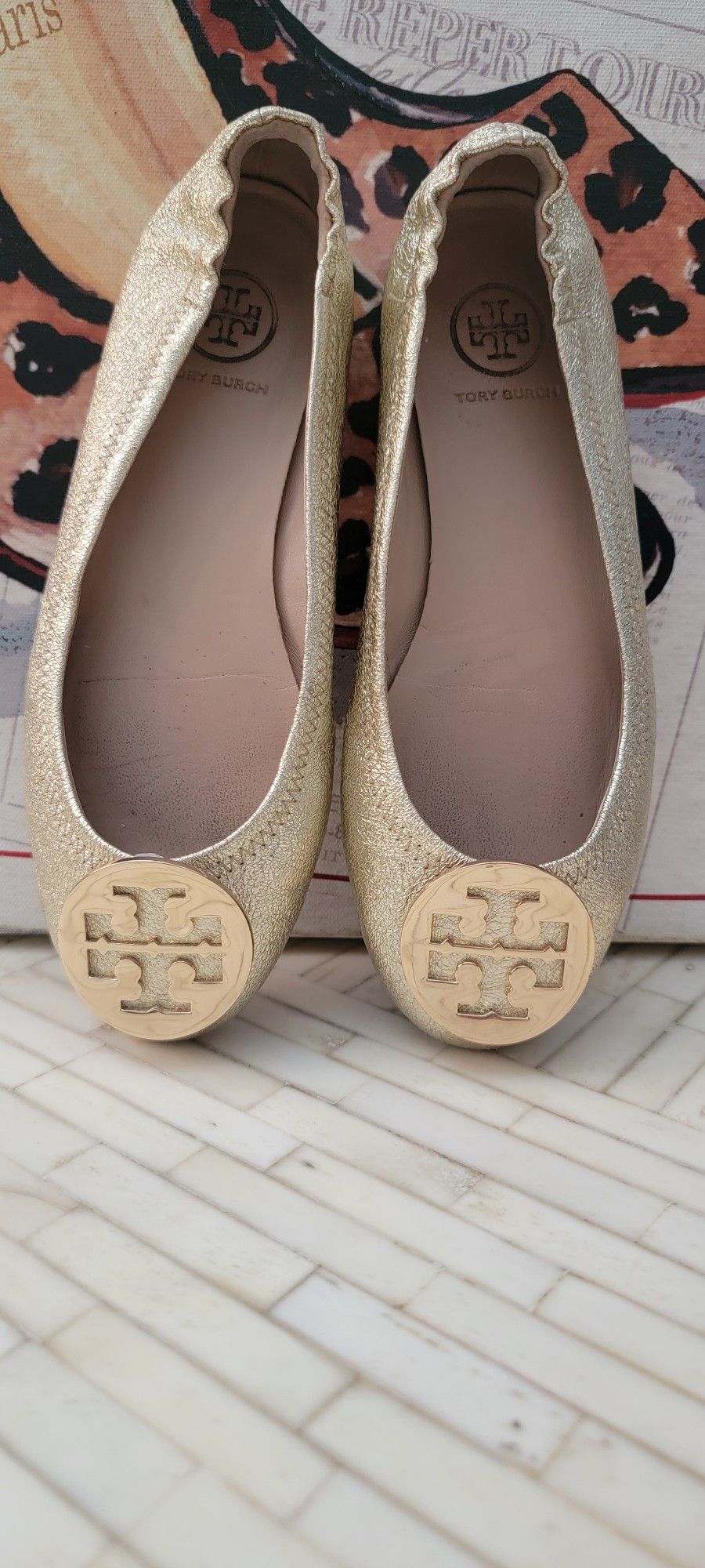 Tory Burch Ballerina Flats Size 5.5 Gold