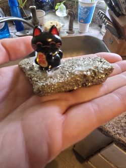 Good Fortune Cat On Pyrite 