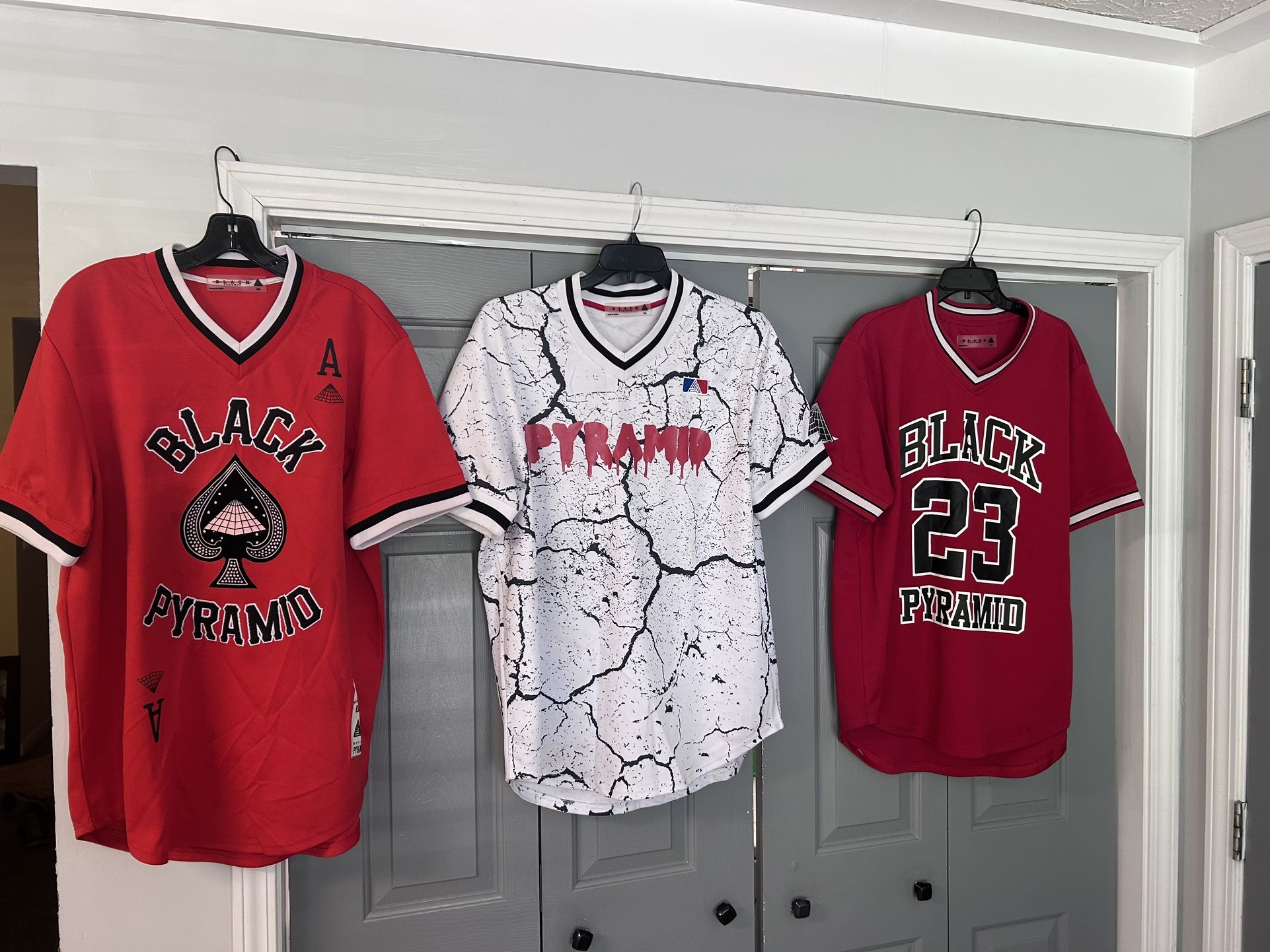 3 Black Pyramid Baseball Jerseys Size 2XL