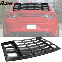 Fits 2011-2023 Dodge Charger IKON ABS Rear Window Louver Cover Matte Black - 3PCS