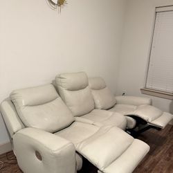 Leather reclining sofa