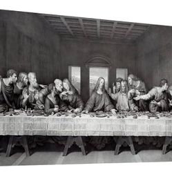 Black & White Last Supper Canvas Wall Art (24x48”)