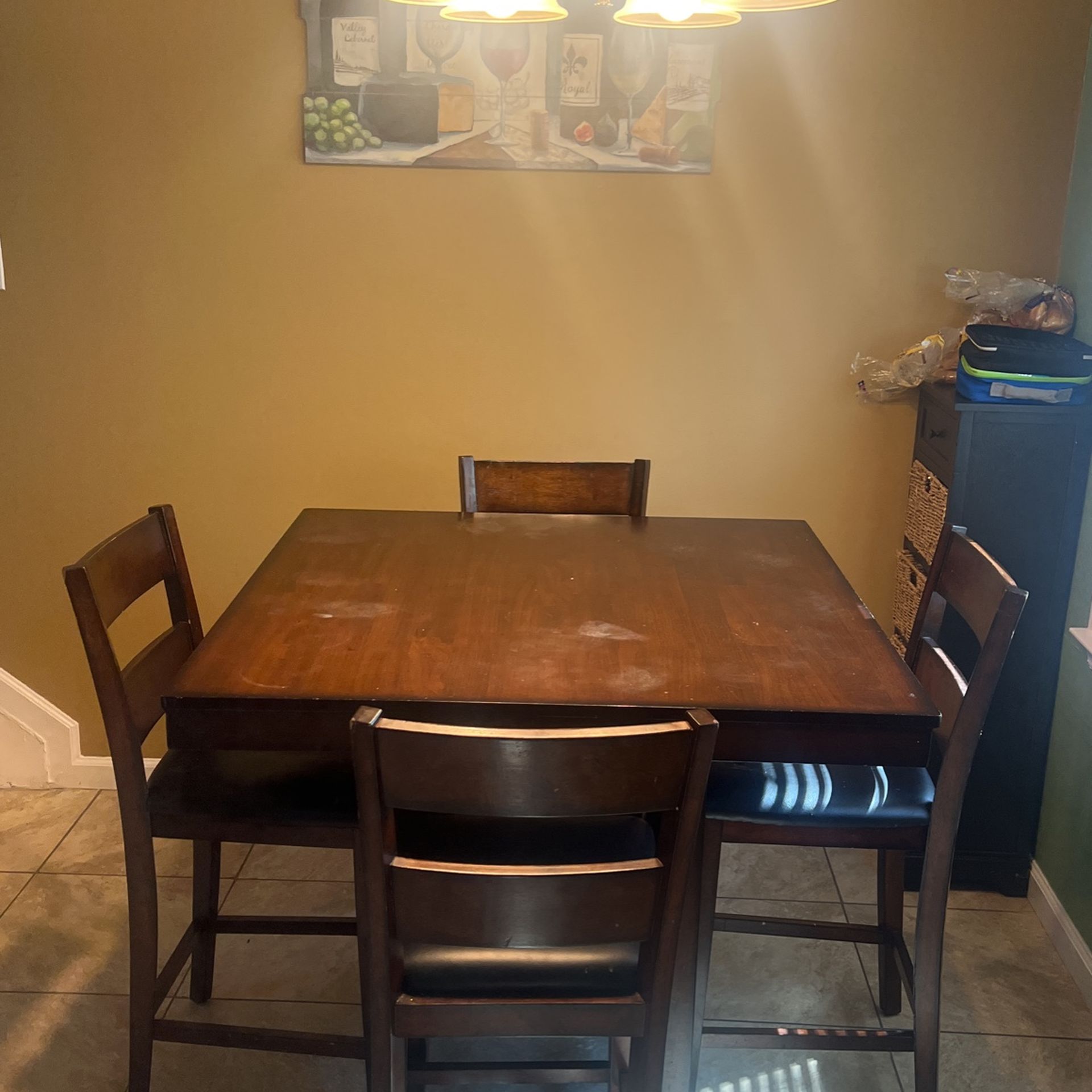 Kitchen Table set 4 chairs Brown 40X40 Table