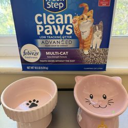 Cat Litter and bowls