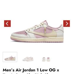 Men's Air Jordan 1 Low OG x Travis Scott Shy Pink Shoes