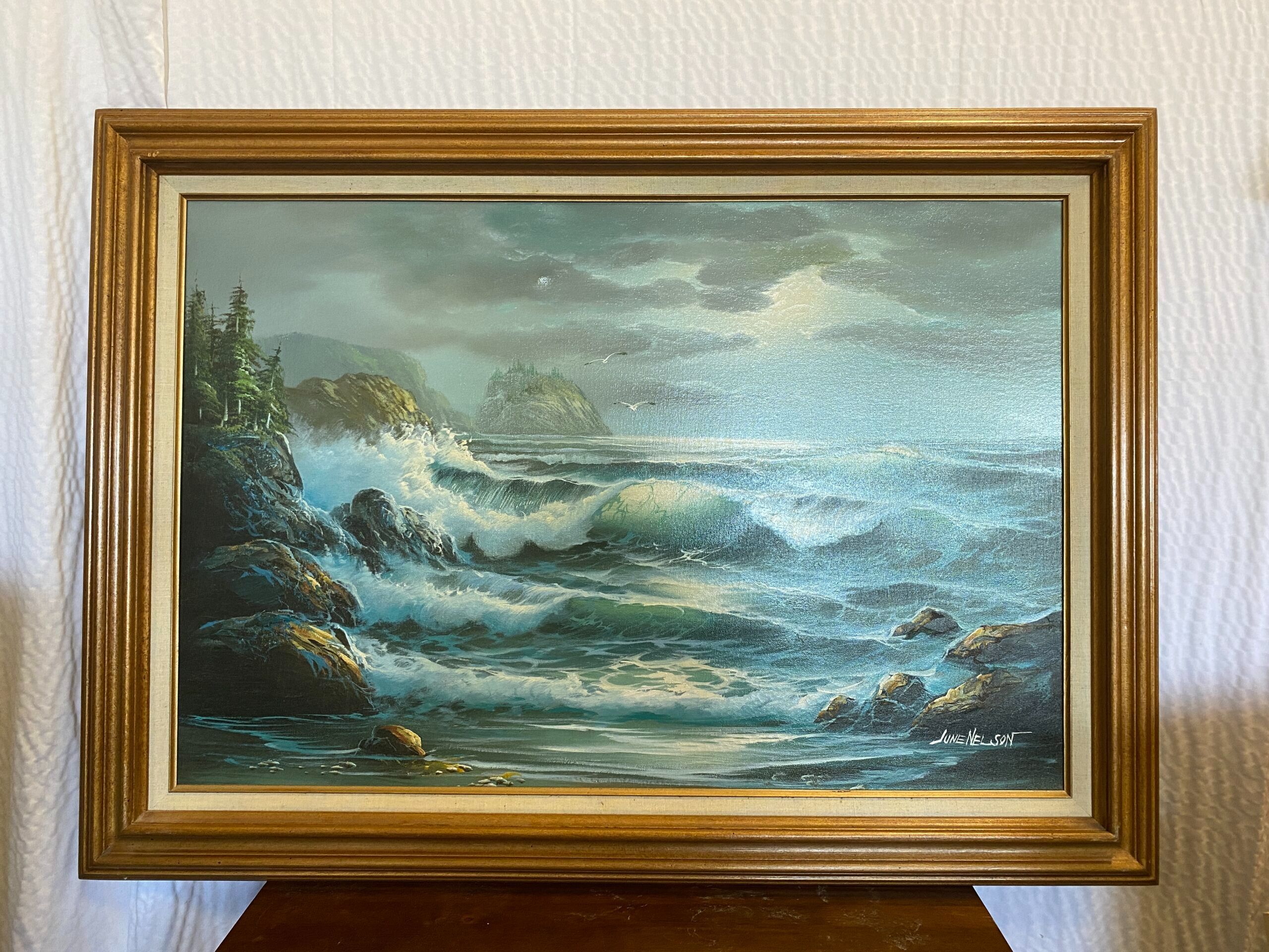 Stormy Sea at Daybreak Painting by June Nelso