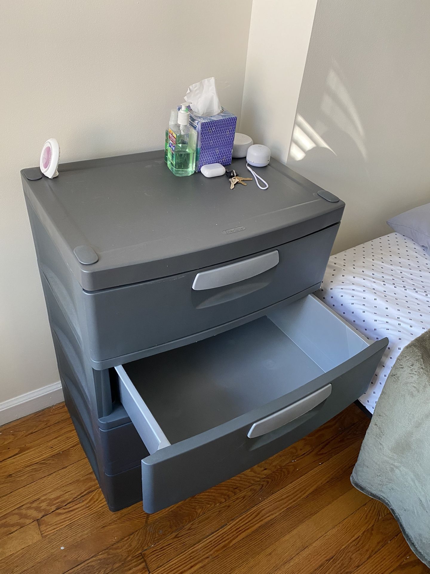 Plastic Drawer — Sterilite 4-Drawer Garage and Utility Storage Unit Gray