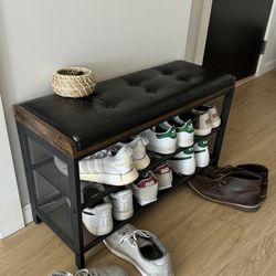 Shoe Rack With Leather Bench