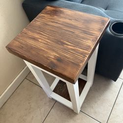 Handcrafted "Slim Profile" End Table - Special Walnut & White (13"W)