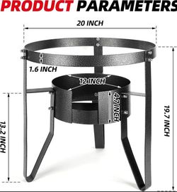 Portable Gas Burner Stand for Outdoor Cooking, Fits Single Fryer, Camping & Backyard Use