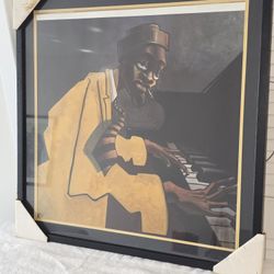 🔥 Iconic Justin Bua "The Piano Man" Framed Art Print 25x25"1"