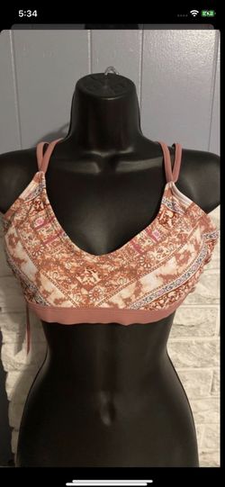 New pink mauve /light brown tribal / boho/ bohemian /ethnic print crop /tank top bikini/ swimsuit/swimwear/bathing suit size XL/extra large brand Xhi