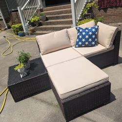 Seven Piece ..Outdoor Sectional With End Table