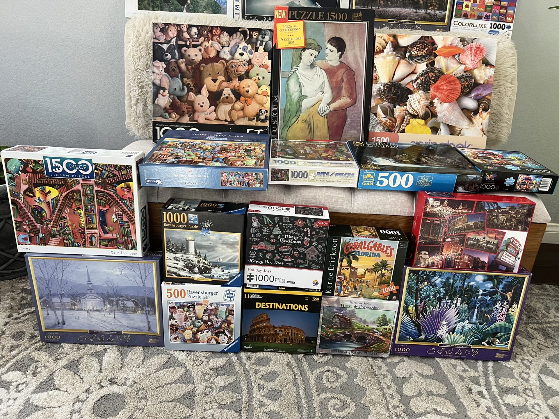 Large Puzzle collection Of 21 Complete Springbok Ravensburger Guild Etc