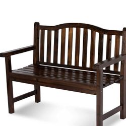 Shine Company Belfort Outdoor Solid Wood Patio Garden Bench, 