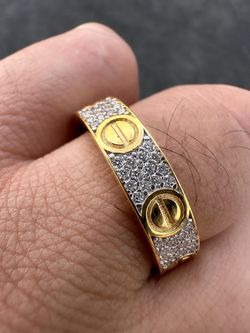 Love Bangle Gold Plated Sterling Silver Promise Ring - Size 9 - GRA Certified - Brand New - Last One