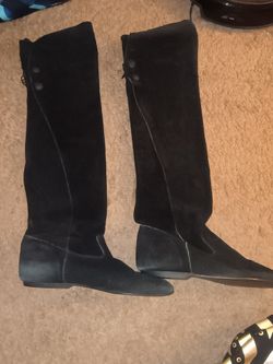 Black Suede Over-the-Knee Flat Boots
