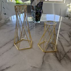 Gold Metal Geometric Vases
