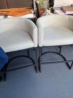 Set of 3 Upholstered Bar Stools with Metal Frame