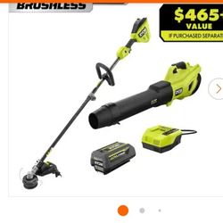 Cordless Leaf Blower and Carbon Fiber String Trimmer with 4Ah Battery and Charger