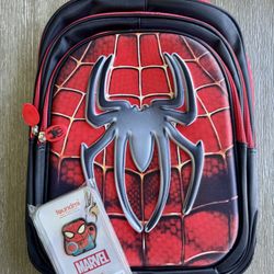 Spiderman 3D Backpack Boys Girls School + foundmi Spider-Man Tracking Keychain