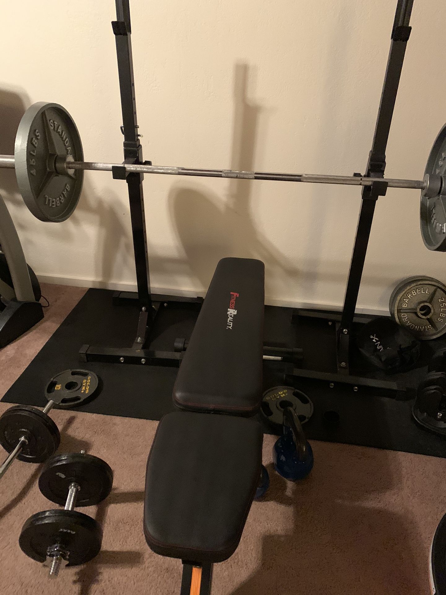 Weight set and bench 190 lbs free weights
