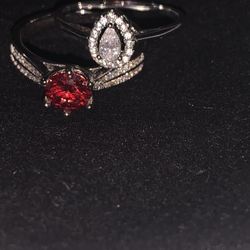 Size 8 Moissanite White Gold Plated Ring Lot – Bridal Style Rings