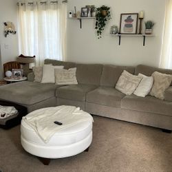 Oversized Modular Sectional Sofa with Chaise – Beige/ Taupe