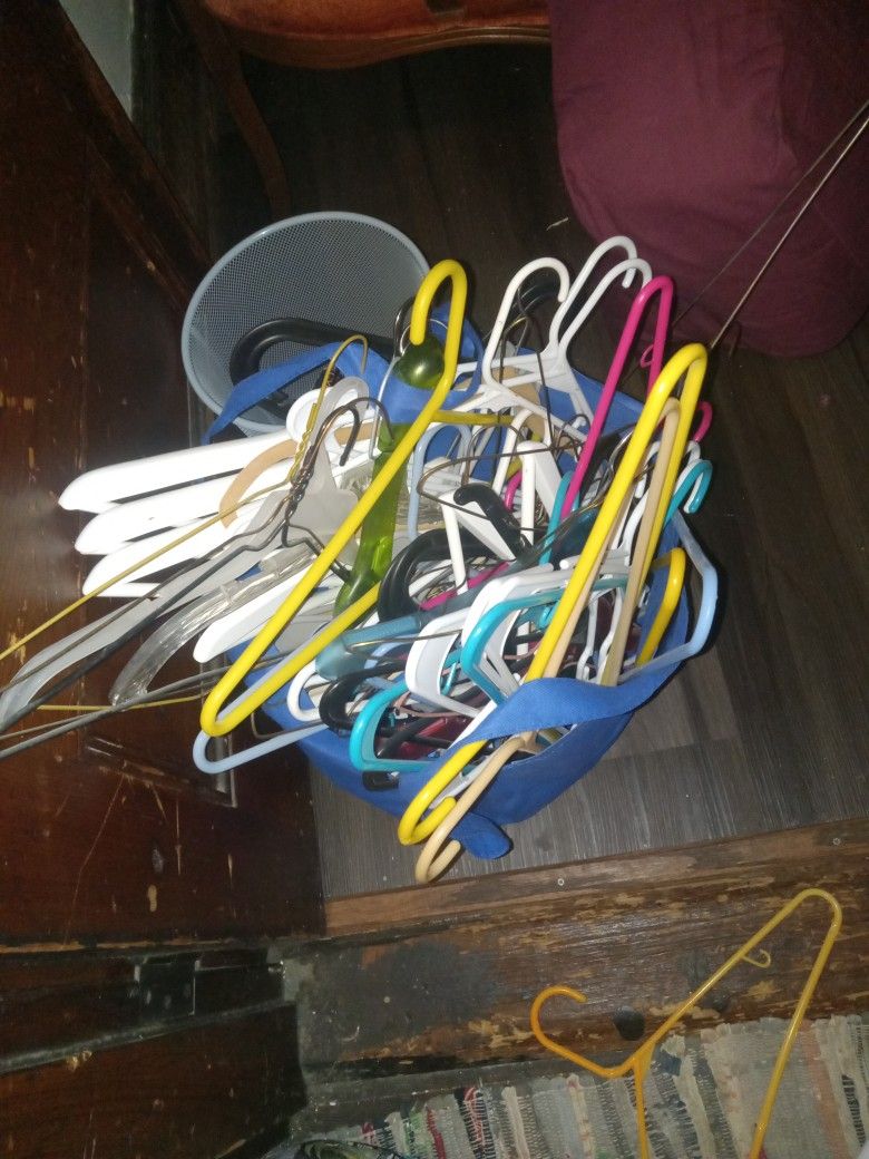A Bag Full Of Coat Hangers. Lots Of Different Styles.