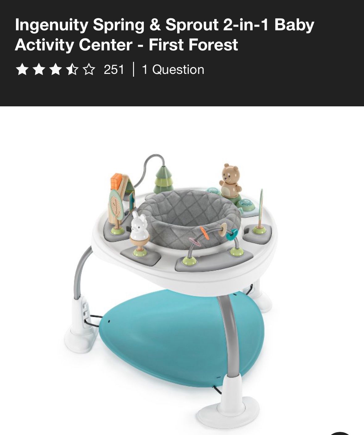Ingenuity Spring & Sprout 2-in-1 Baby Activity Center - First Forest