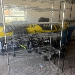 Two metal shelves for garage