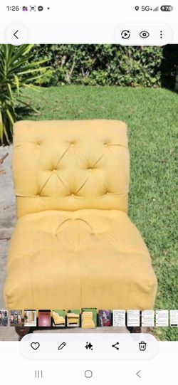 Armless chair, overstuffed, see 2 pics