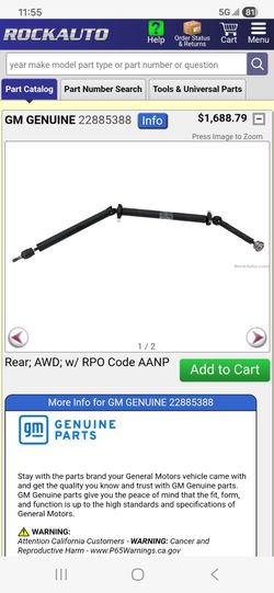 3 piece drive shaft for 2016 Cadillac srx 3.6l v6
