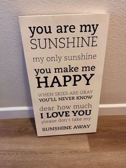 16” x 28” Wooden Sign You Are My Sunshine