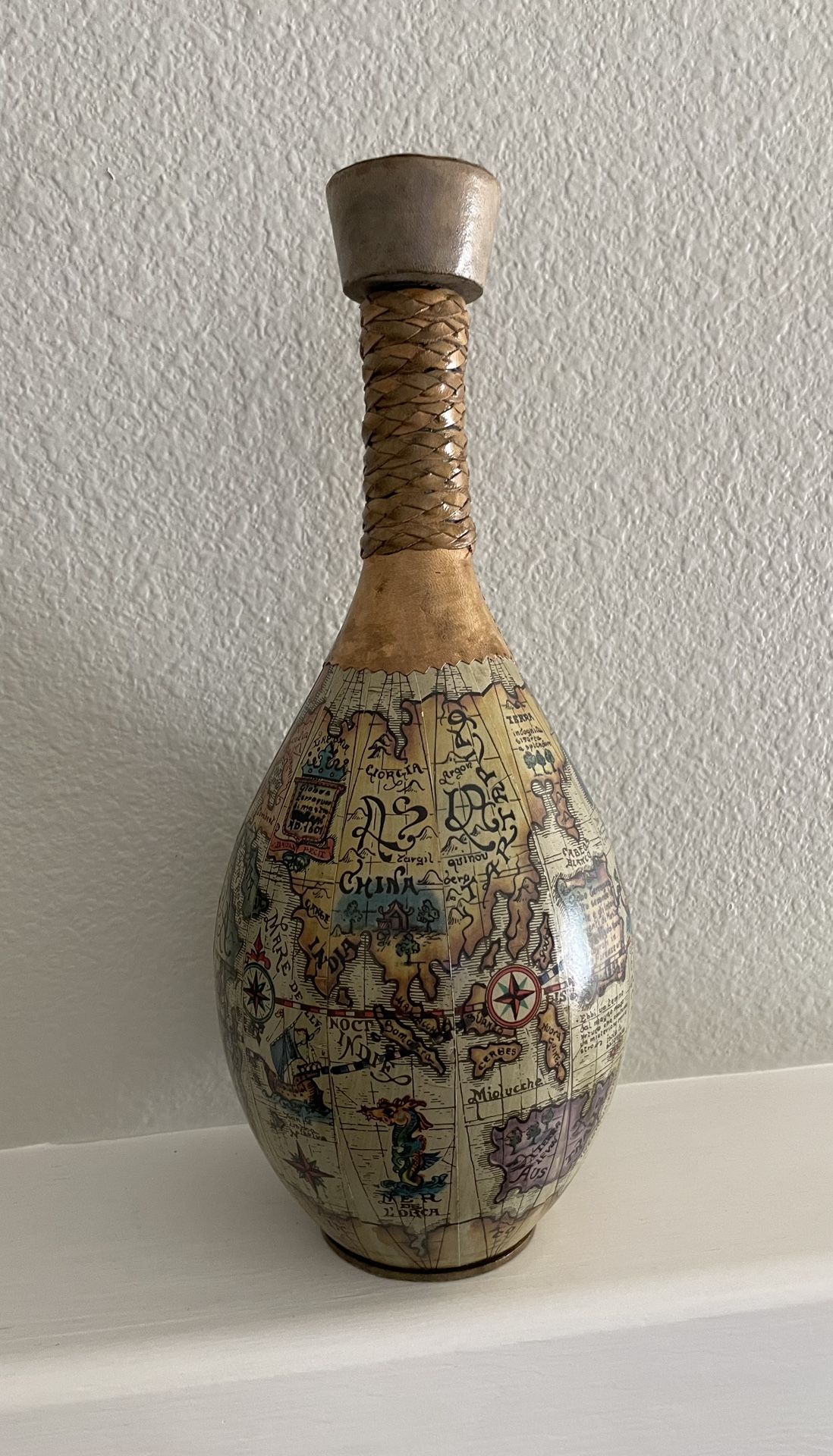 Old World Map Covered Bottle
