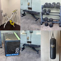 🏋️‍♀️ Full Home Gym Setup – Dumbbells (Set), Bench, Bag, Plyo Box, Bike – $750 OBO