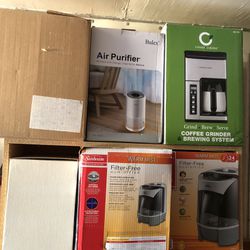 Biked Air Purifier, Holmes/Sunbeam Warm Mist Humidifier, Personal Mini Frig, Con air Cuisine Coffee Maker