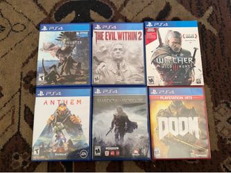 6  ps4 games In excellent condition  10.00 each