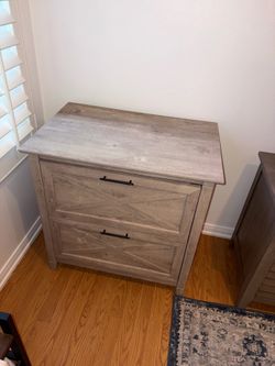 Grey farmhouse style cabinet