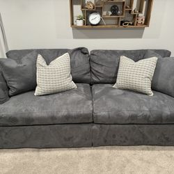 Grey Micro-Suede Couch 