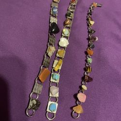 Assorted Stone Silver Bracelets