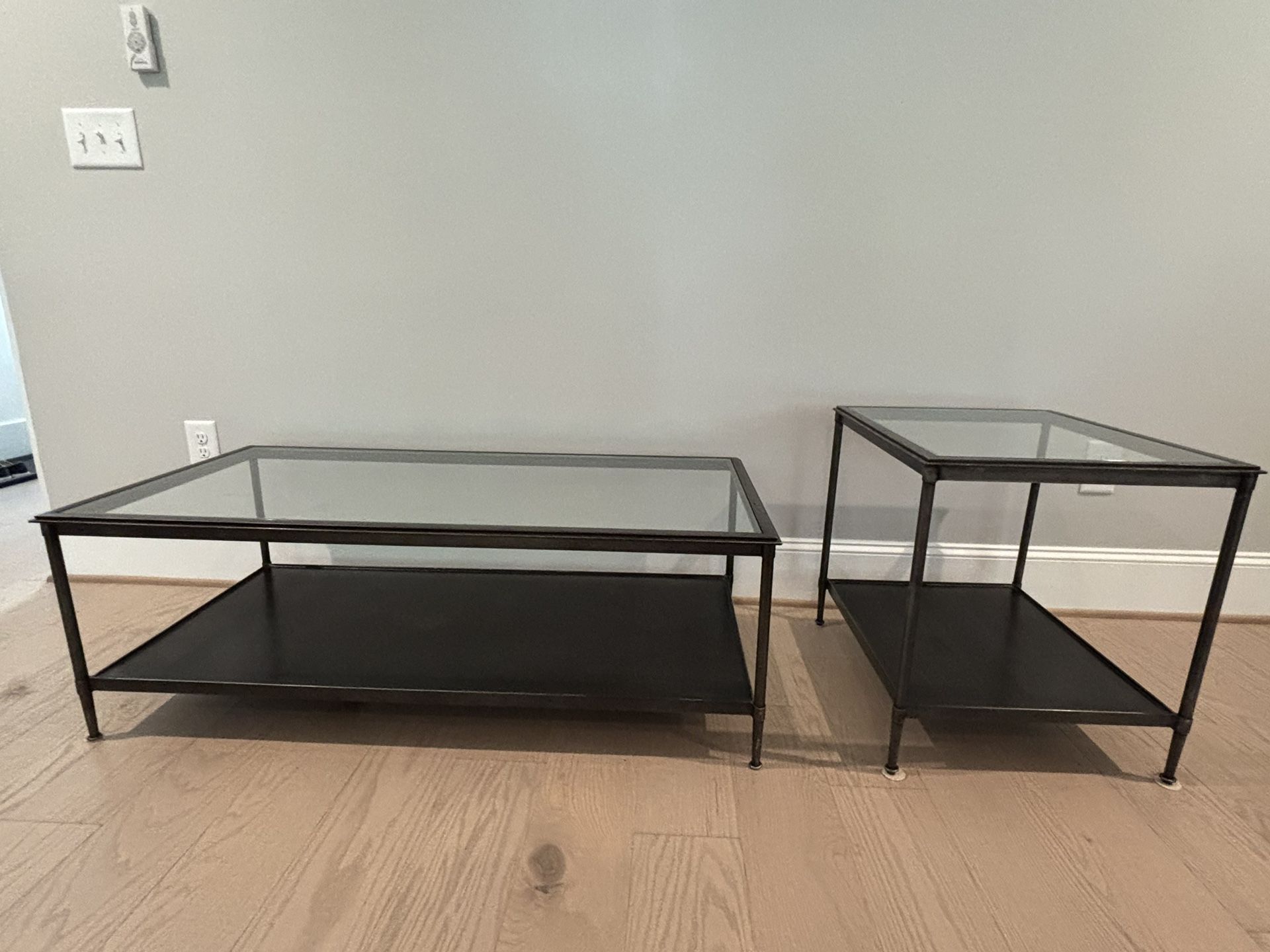 Coffee & End Table - Set of 2. Glass & Metal - just reduced!
