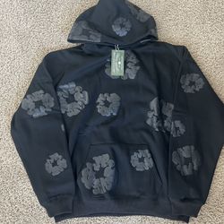 Grey And Black Denim Tear Hoodie size XL