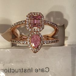 Ring- Lab Created Pink Ice Crystal Size 10