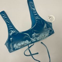 NWT ⚜️🩵⚜️ Decree velvet blue bathing suit top Size xL
